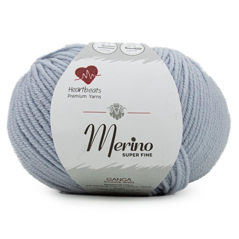 Heartbeats Merino Superfine,is 100% Pure New Wool Mark Certified. Oekotex Class 1 Certified. Pack of 2 Balls-50Gm Each. MSF26 Baby Blue - Image 1