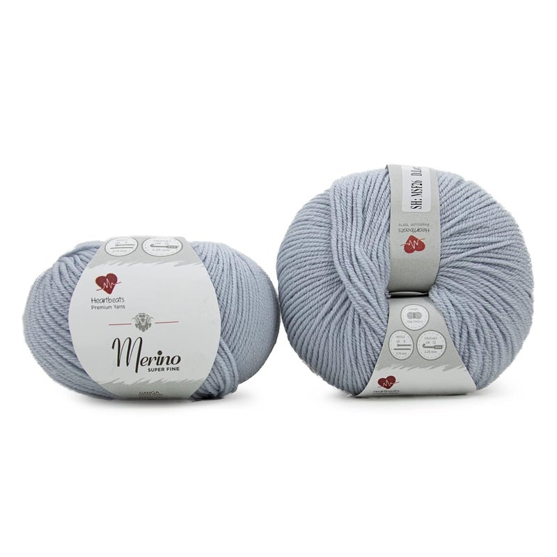 Heartbeats Merino Superfine,is 100% Pure New Wool Mark Certified. Oekotex Class 1 Certified. Pack of 2 Balls-50Gm Each. MSF26 Baby Blue - Image 2