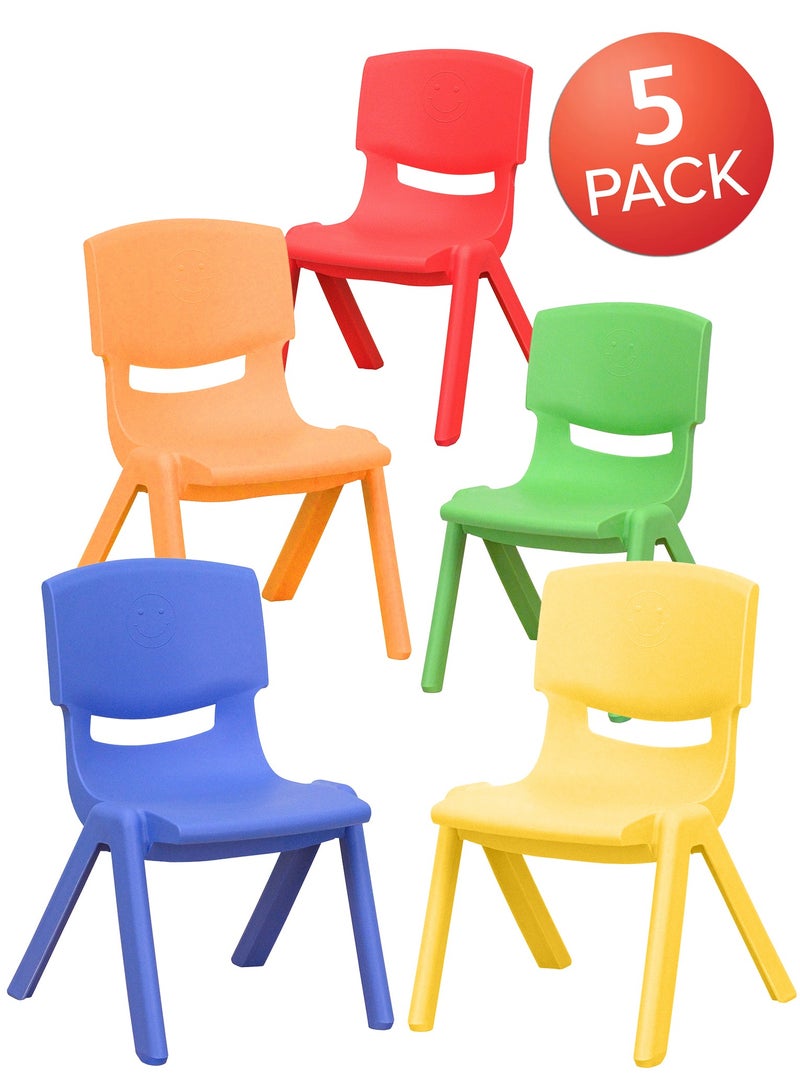 Funz 5 Pieces Funz Stackable Plastic Kids Learning Chairs, 40 X 32 X 52cm, The Perfect Chair for Playrooms, Schools, Daycares and Home, Multi color  - Image 2