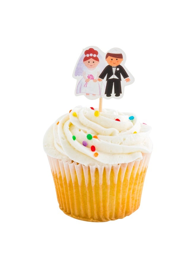 Restaurantware 3.2 x 1.5 Inch Wedding Cupcake Toppers, 100 Jewish Couple Bridal Shower Cupcake Toppers - For Engagement And Bachelorette Parties, Dessert Decorations, Paper Cupcake Toppers - Image 2