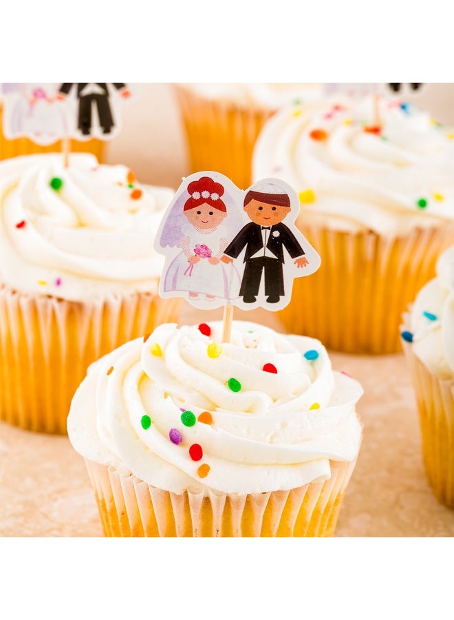 Restaurantware 3.2 x 1.5 Inch Wedding Cupcake Toppers, 100 Jewish Couple Bridal Shower Cupcake Toppers - For Engagement And Bachelorette Parties, Dessert Decorations, Paper Cupcake Toppers - Image 3