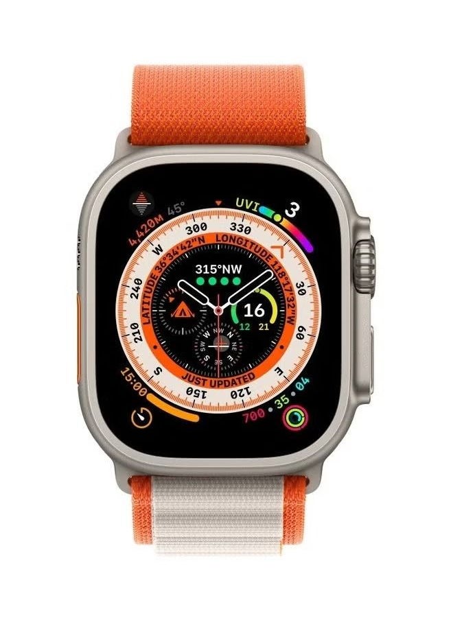 vesus - apple Watch Alpine Loop Band 49mm/45mm/44mm Nylon Woven Sport Strap Compatible with iwatch Series 8/Ultra/7/SE/6/5/4/3/2/1 Orange/White - Image 1