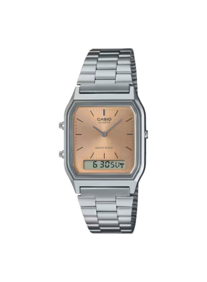 كاسيو ساعة يد تناظرية ورقمية من الفولاذ المقاوم للصدأ AQ-230A-4AMQYDF - Image 1