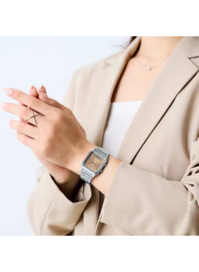 كاسيو ساعة يد تناظرية ورقمية من الفولاذ المقاوم للصدأ AQ-230A-4AMQYDF - Image 2