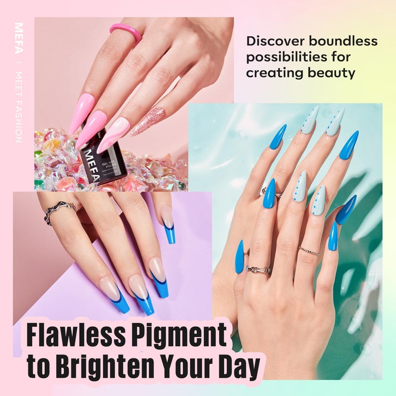 MEFA 56 Pcs Gel Nail Polish Kit with U V Light, 32 Colors Hot Pink Colorful Gel Nail Kit Glitter nail Polish Set Nail Art Decorations Manicure Tools DIY Gifts - Image 2