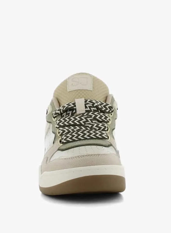 اس جي Women's Panelled Lace-Up Low Ankle Sneakers