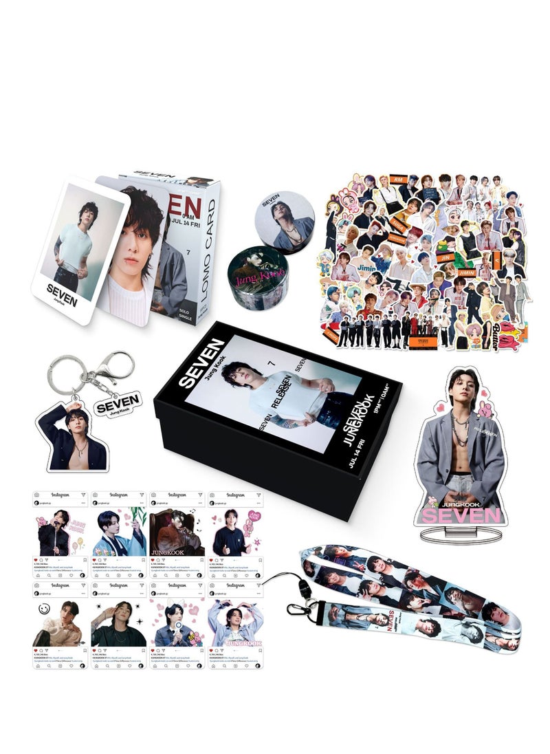Generic BTS JUNG KONG Personal Album SEVEN Gift Box With Lomo Cards, Acrylic Stand, Hand Account Tape, Keychain, Lanyard, Stickers, Photo Card  - Image 1