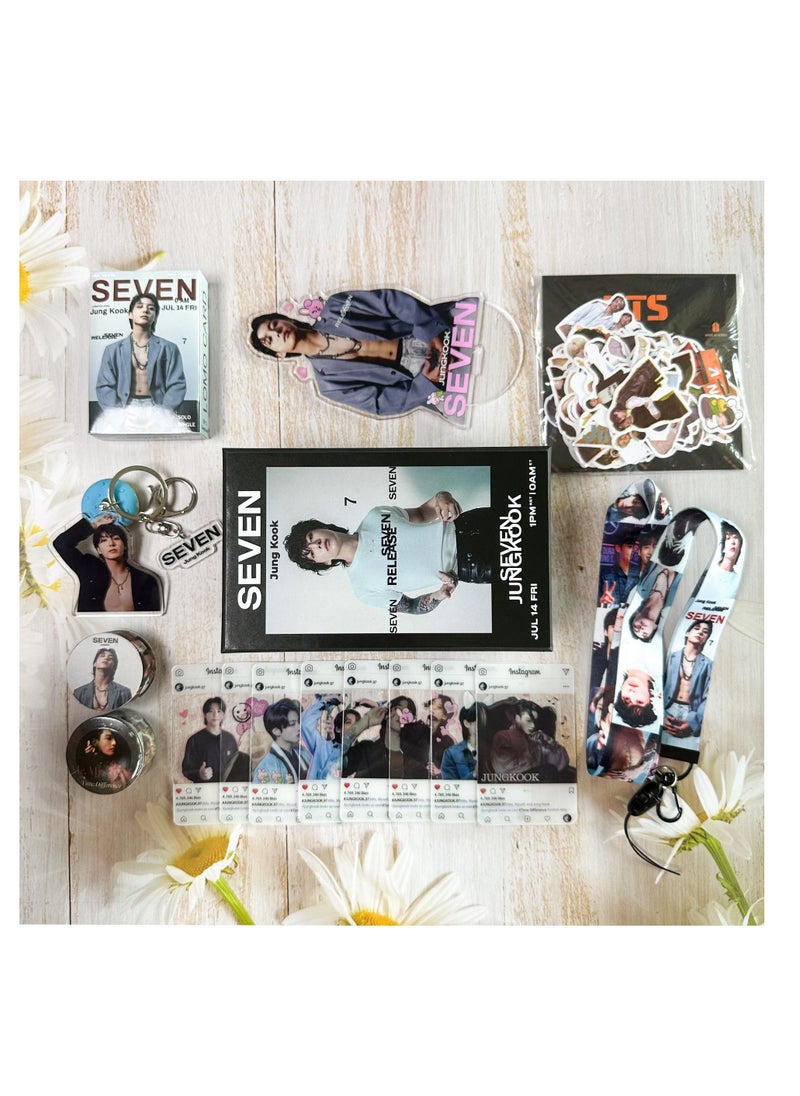 Generic BTS JUNG KONG Personal Album SEVEN Gift Box With Lomo Cards, Acrylic Stand, Hand Account Tape, Keychain, Lanyard, Stickers, Photo Card  - Image 2