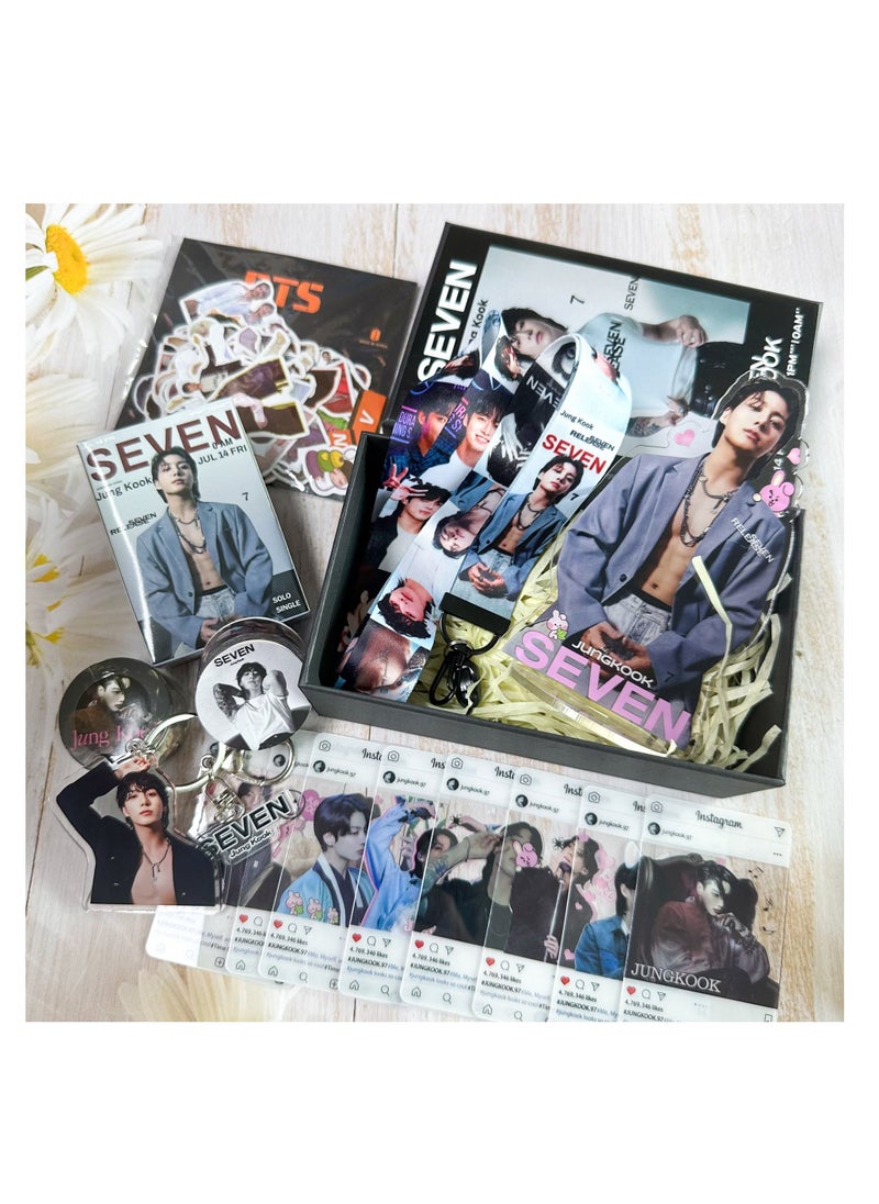 Generic BTS JUNG KONG Personal Album SEVEN Gift Box With Lomo Cards, Acrylic Stand, Hand Account Tape, Keychain, Lanyard, Stickers, Photo Card  - Image 4