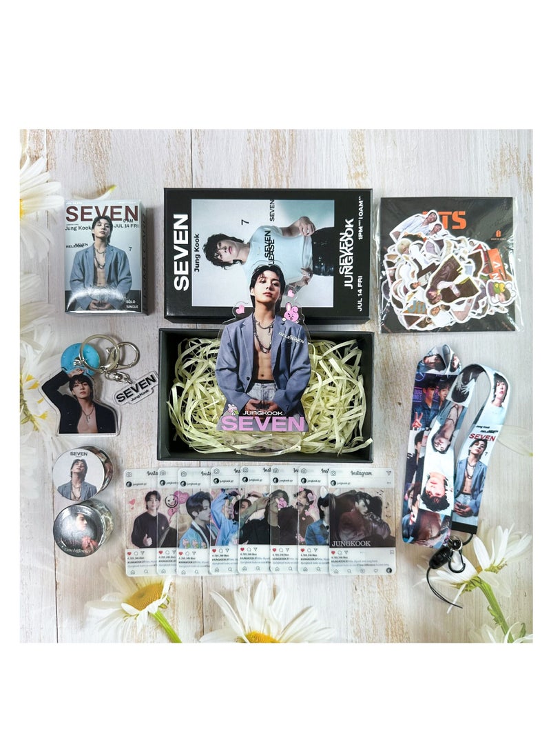 Generic BTS JUNG KONG Personal Album SEVEN Gift Box With Lomo Cards, Acrylic Stand, Hand Account Tape, Keychain, Lanyard, Stickers, Photo Card  - Image 3
