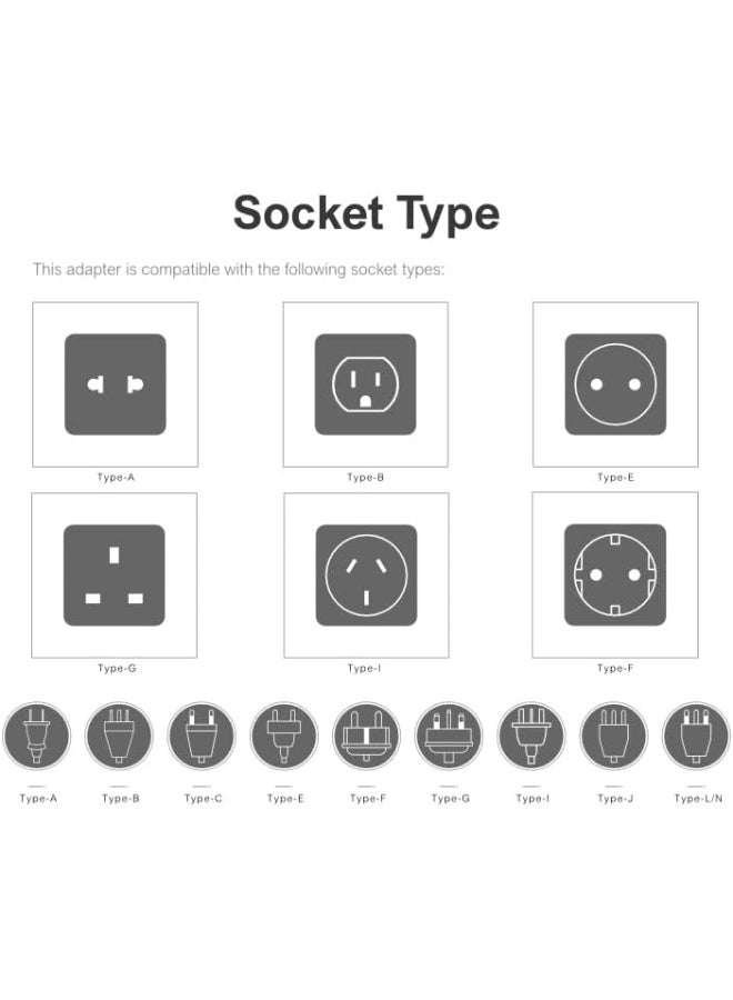 KEDBROOKE محول قابس متعدد 3 طرق - 2 عبوة محول سفر عالمي - تمديد قابس للأجهزة المنزلية والمكتب واللابتوب والتلفاز والإضاءة الداخلية ومحول قابس ماكينة الحلاقة ومحول الطاقة مع عدة مقابس - Image 4