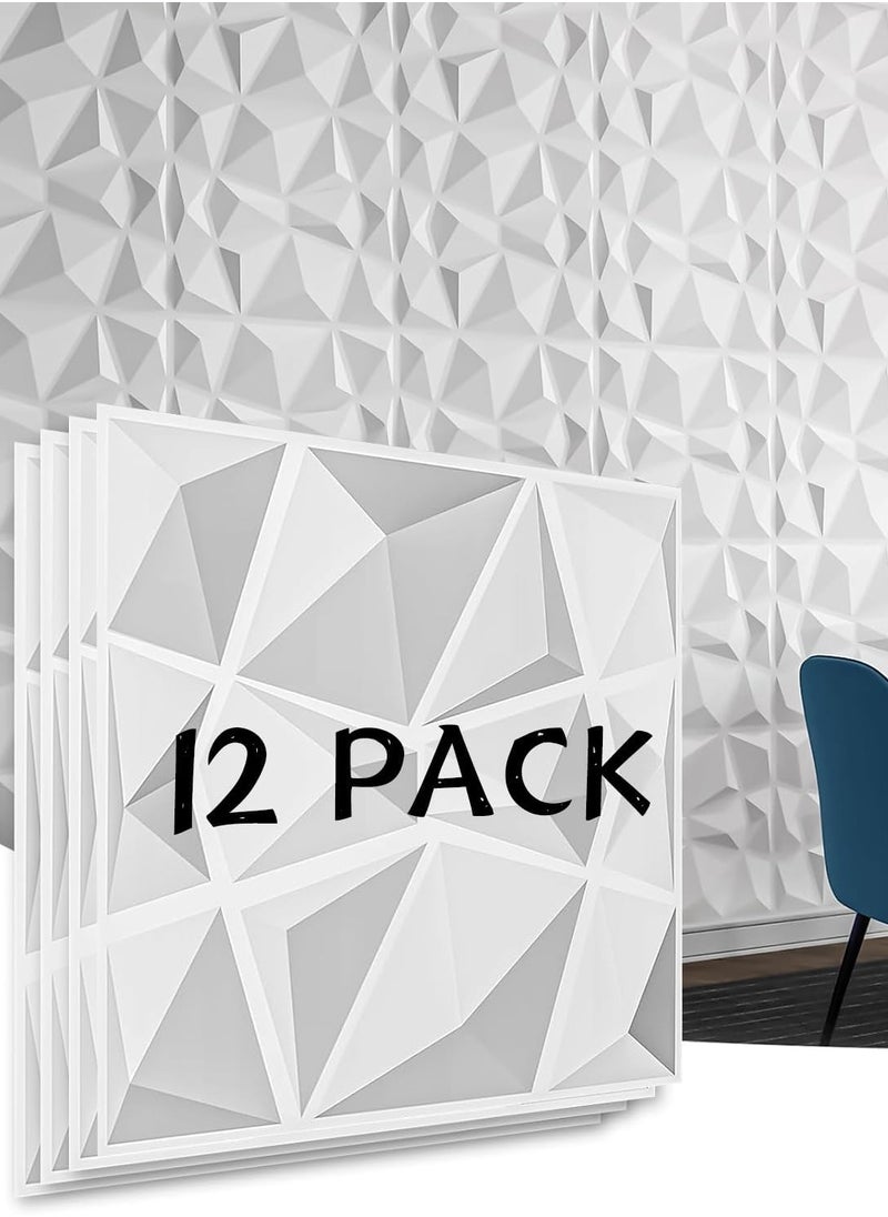 Roman Gifts - 12 pieces Elegent 3D Wall Panels Style 3D Diamond Textured Wall Decor Tiles PVC Waterfroof Wallpaper 50x50cm - Image 1
