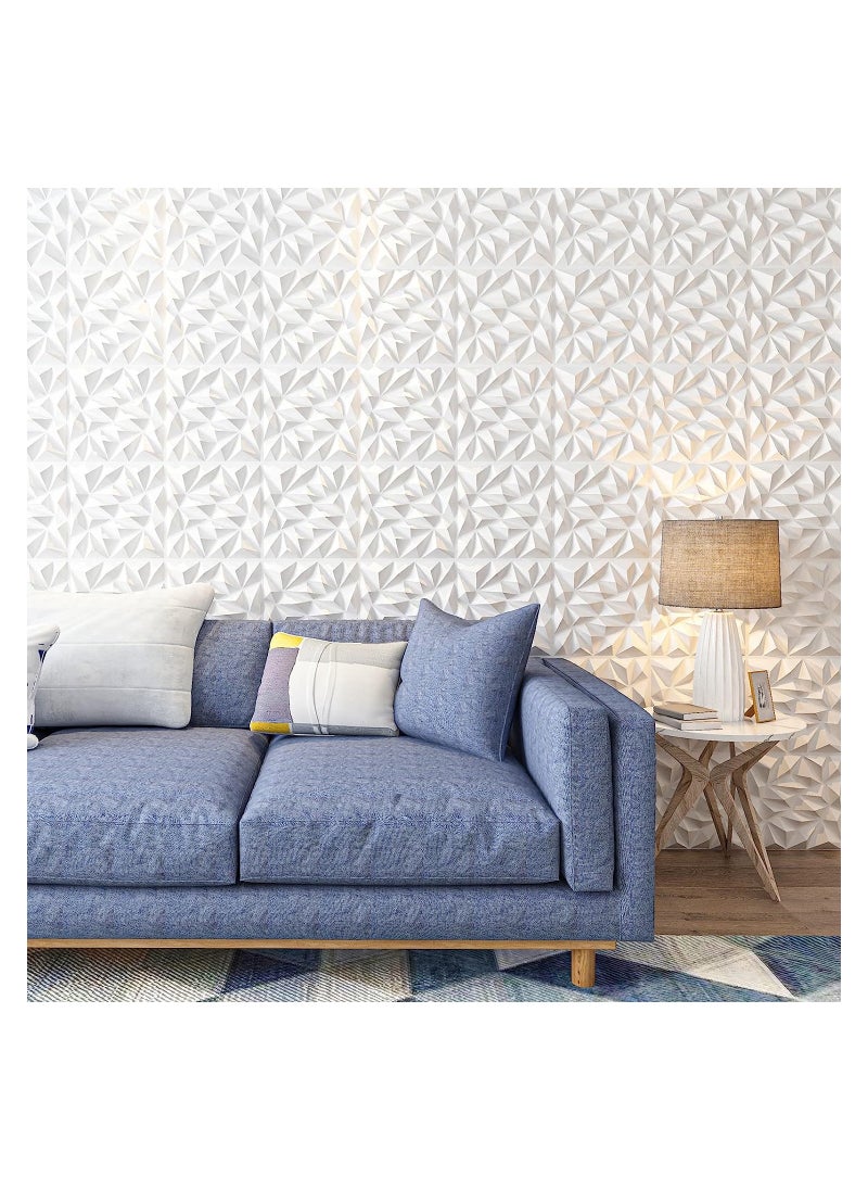 Roman Gifts - 12 pieces Elegent 3D Wall Panels Style 3D Diamond Textured Wall Decor Tiles PVC Waterfroof Wallpaper 50x50cm - Image 1