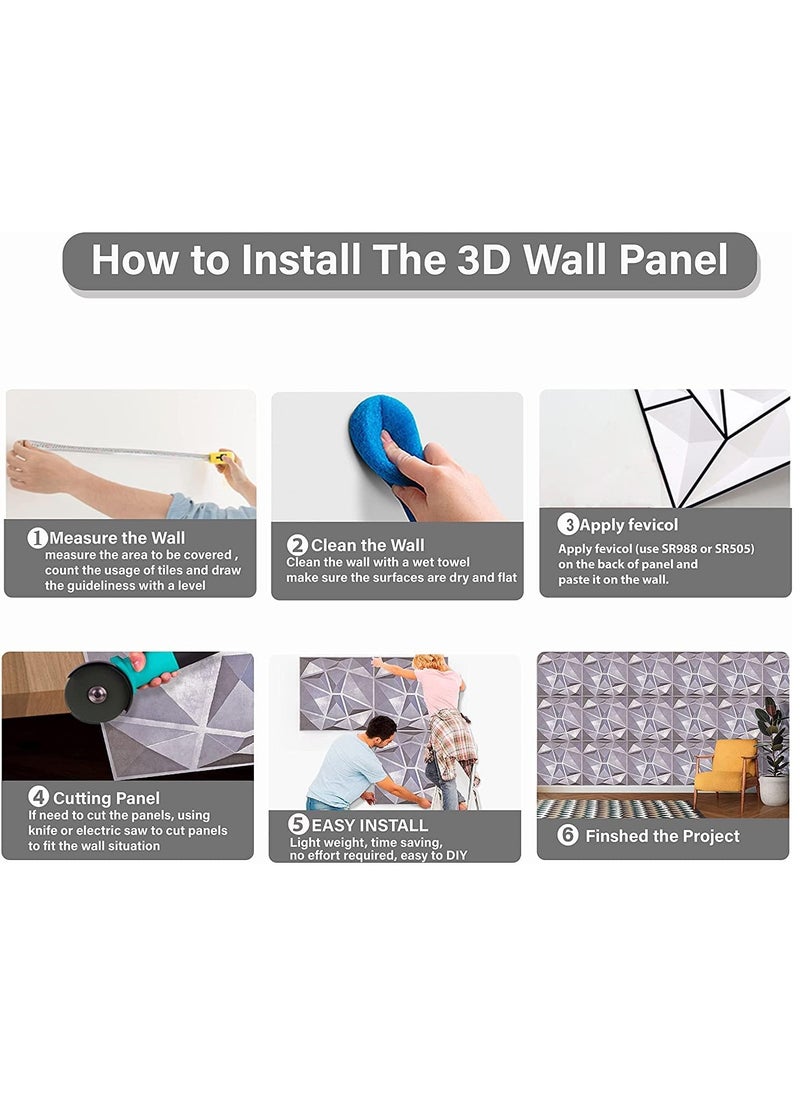Roman Gifts - 12 pieces Elegent 3D Wall Panels Style 3D Diamond Textured Wall Decor Tiles PVC Waterfroof Wallpaper 50x50cm - Image 1