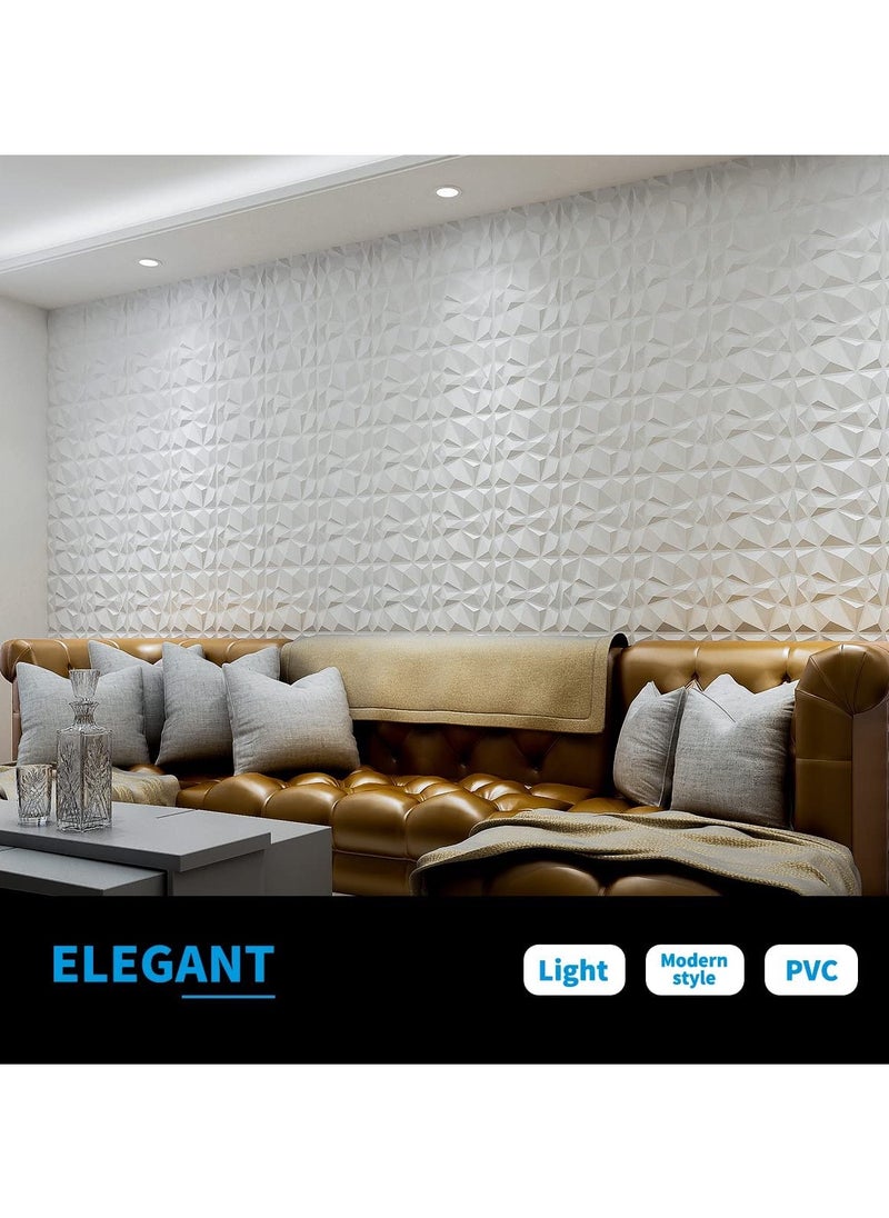 Roman Gifts - 12 pieces Elegent 3D Wall Panels Style 3D Diamond Textured Wall Decor Tiles PVC Waterfroof Wallpaper 50x50cm - Image 1