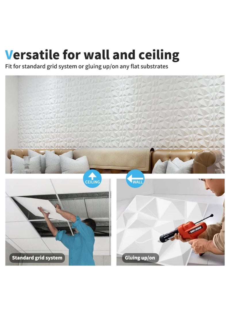 Roman Gifts - 12 pieces Elegent 3D Wall Panels Style 3D Diamond Textured Wall Decor Tiles PVC Waterfroof Wallpaper 50x50cm - Image 1