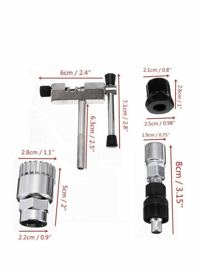 Excefore - 5 in 1 Bike Repair Tool Set, Chain Whip Wheel Sprocket Removal Tool Crank Puller Bottom Bracket Remover Freewheel Box Remover Chain Breaker - Image 1