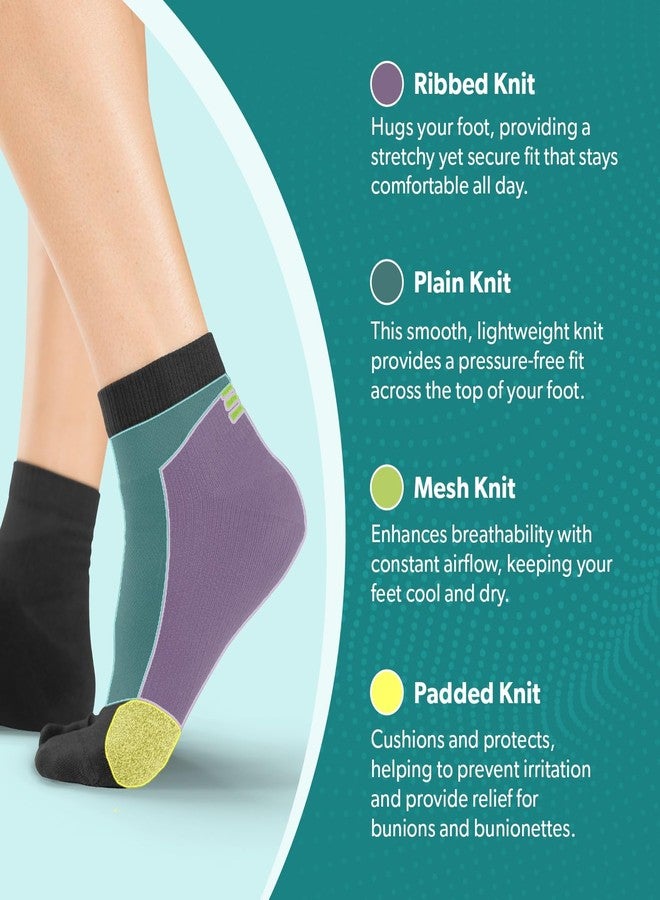 BraceAbility Bunion Relief Socks - Split-Toe Bunion Socks for Women and Men with Arch Support, Big Toe Separator, Hallux Valgus and Bunionette Relief, Left and Right Fit (1 Pair, M - Black) - Image 4