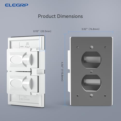 ELEGRP Horizontal Outdoor Cover for Duplex Receptacles, 2-Hole Weatherproof Wall Plate, Outdoor Electrical Outlet Cover, Standard Size 1-Gang 4.55” x 3.02”, Thermoplastic, 1 Pack, White - Image 5
