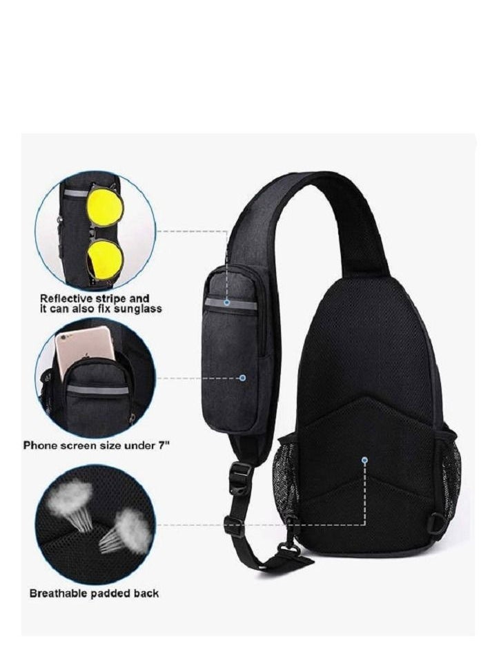 Generic - Crossbody Sling Backpack Sling Bag  Travel Hiking Chest Bag Shoulder Bag Daypack for Men，Backpack for Men with Bottle Holder,Gift Sports for Men - Image 1