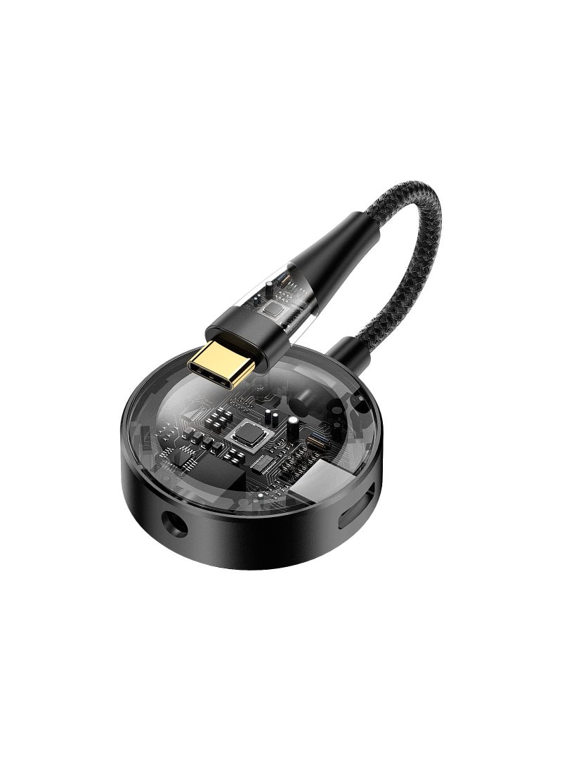 SYOSI - USB C to 3.5mm Headphone and Charger Adapter, 2-in-1 Hub USB Type C to TRRS 3.5mm AUX/Mic and PD 3.0 60W Fast Charging Splitter, Top Series Visualized Hi-Res DAC Chip Docking Station(Black)(1Pack) - Image 1