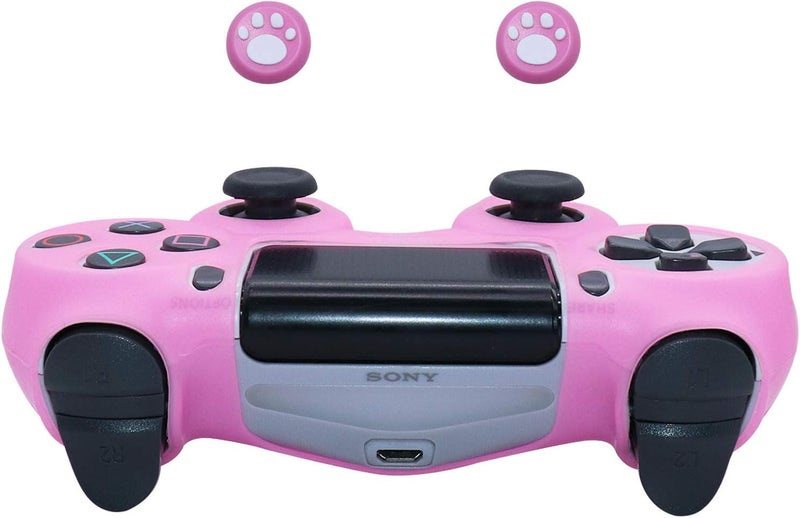RALAN Silicone Controller Skin Protector for PS4 - Pro Thumb Grip x6, Skull Cap Grip x2 (Camouflage Pink+White Pink) - Image 3