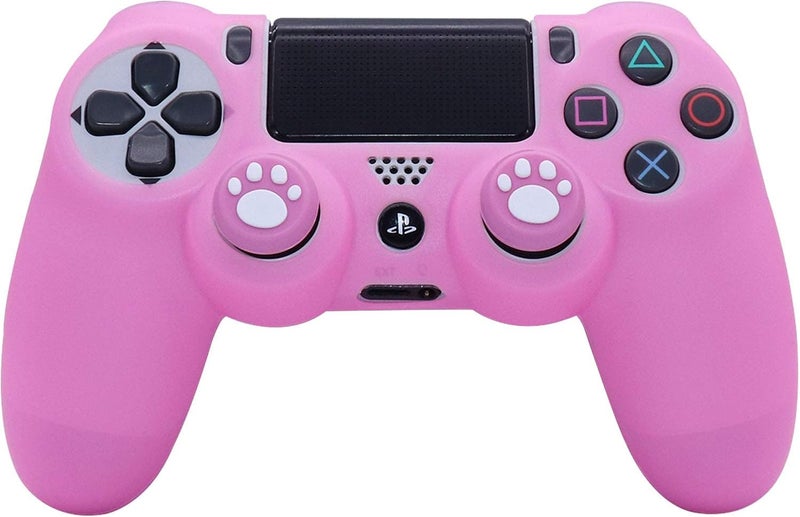 RALAN Silicone Controller Skin Protector for PS4 - Pro Thumb Grip x6, Skull Cap Grip x2 (Camouflage Pink+White Pink) - Image 2