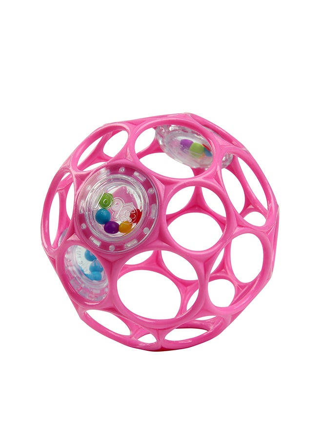 Bright Starts - Oball Rattle Easy-Grasp Toy – Pink, Rattle with 29 Finger Holes for Infants, Encourages Fine Motor Skills, Ages 0 Months+ - Image 1