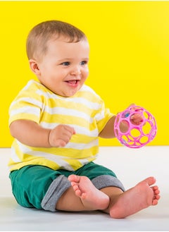 Bright Starts Oball Rattle Easy-Grasp Toy – Pink, Rattle with 29 Finger Holes for Infants, Encourages Fine Motor Skills, Ages 0 Months+  - Image 2
