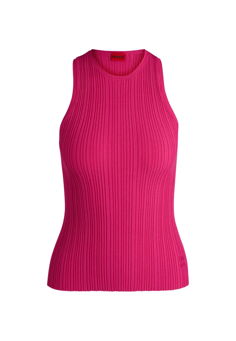 هوجو بلوزة بدون أكمام بظهر رياضي من قماش الكريب المضلع