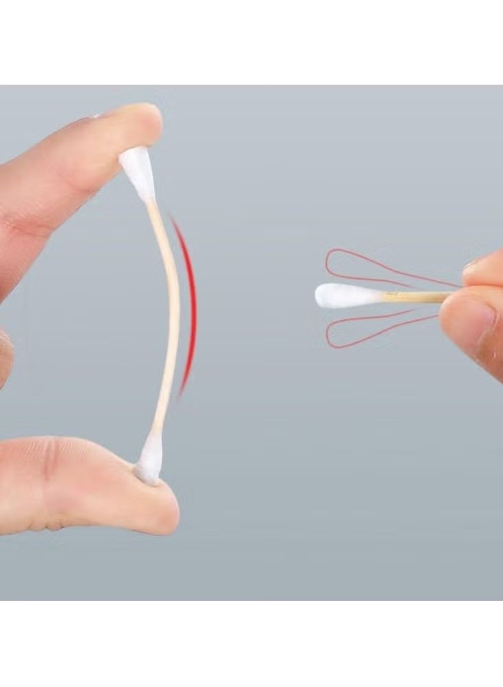 500 قطعة من أعواد القطن الورقية المستديرة والمدببة ذات النهايتين، قابلة للتحلل البيولوجي ومضادة للحساسية، أدوات تجميل للعناية بالتنظيف (أبيض) - Image 2