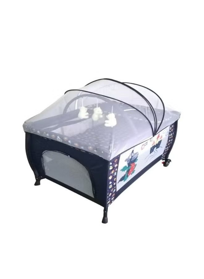 Children's play bed with a mosquito net, dark blue - Image 5