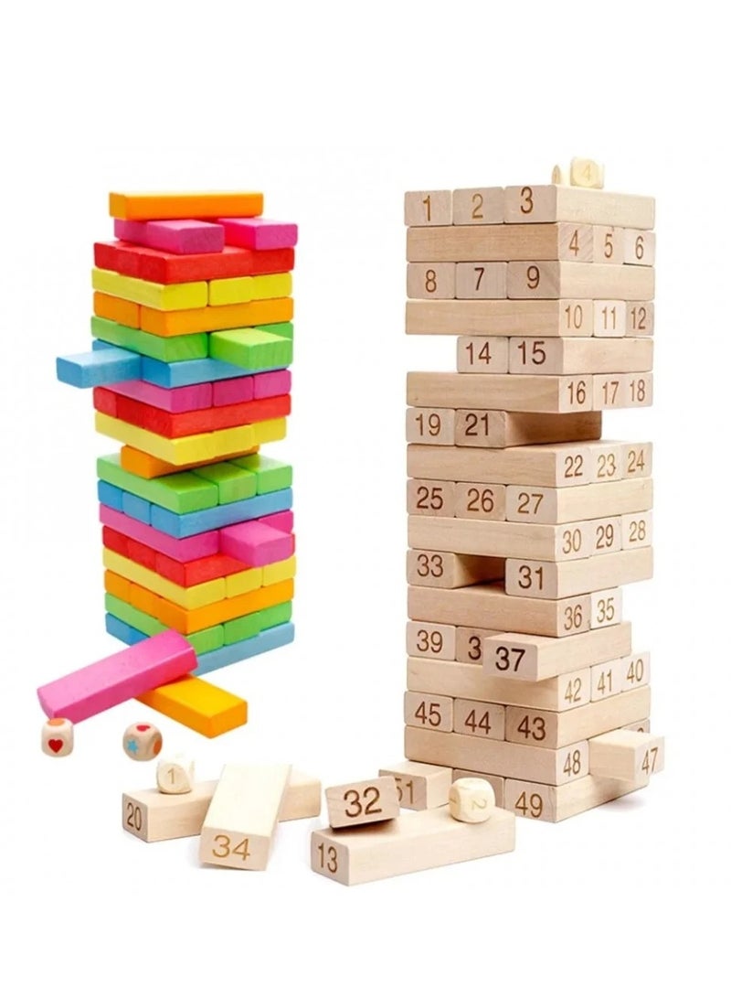 Set of 2 Colorful Wooden Building Blocks Pillow with Dice Challenge Blocks for Kids and Adults - Image 2