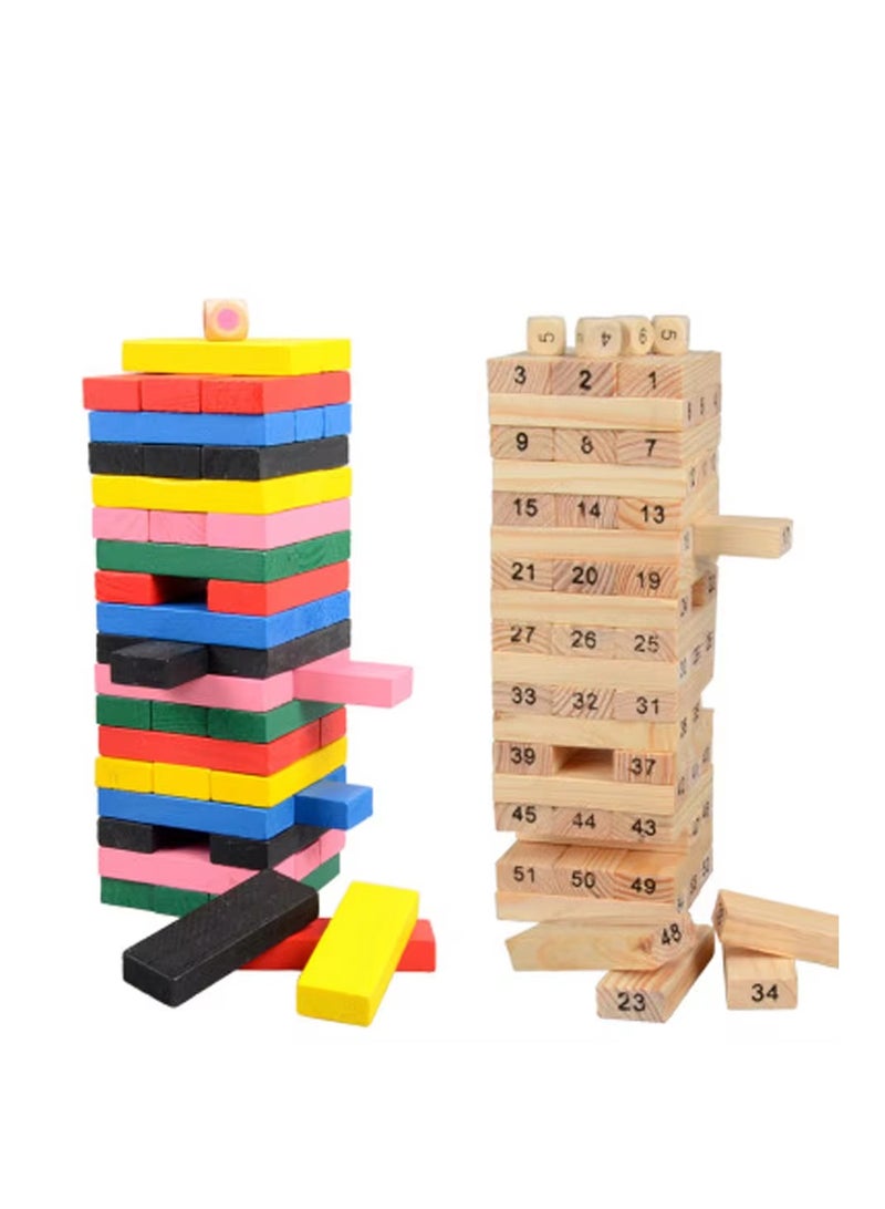 Set of 2 Colorful Wooden Building Blocks Pillow with Dice Challenge Blocks for Kids and Adults - Image 3