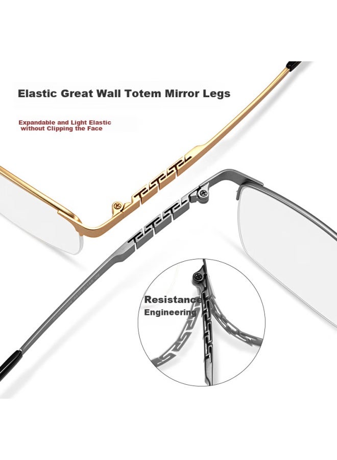 Buzz Anti-blue Light Hd Reading Gl For Men, Ultra-light Titanium Business Elderly Reading Gl Nq0024 Bright Black Frame +1.50 Magnification - Image 5