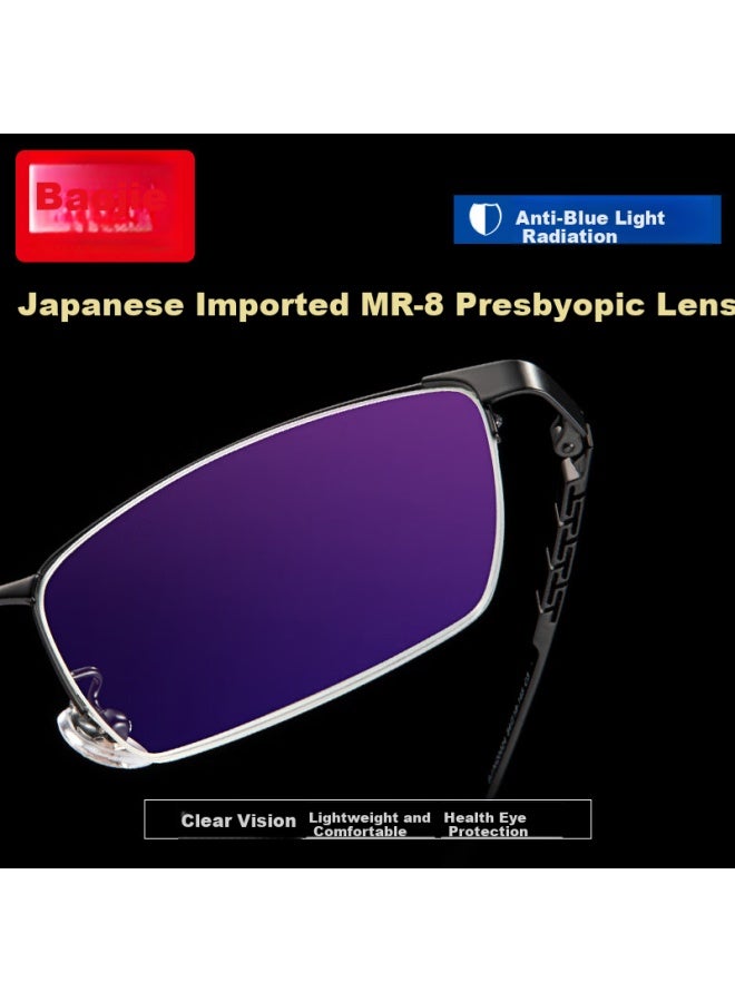 Buzz Anti-blue Light Hd Reading Gl For Men, Ultra-light Titanium Business Elderly Reading Gl Nq0024 Bright Black Frame +1.50 Magnification - Image 3