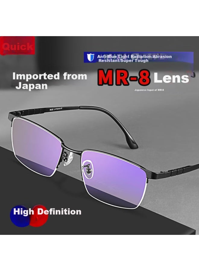 Buzz Anti-blue Light Hd Reading Gl For Men, Ultra-light Titanium Business Elderly Reading Gl Nq0024 Bright Black Frame +1.50 Magnification - Image 1