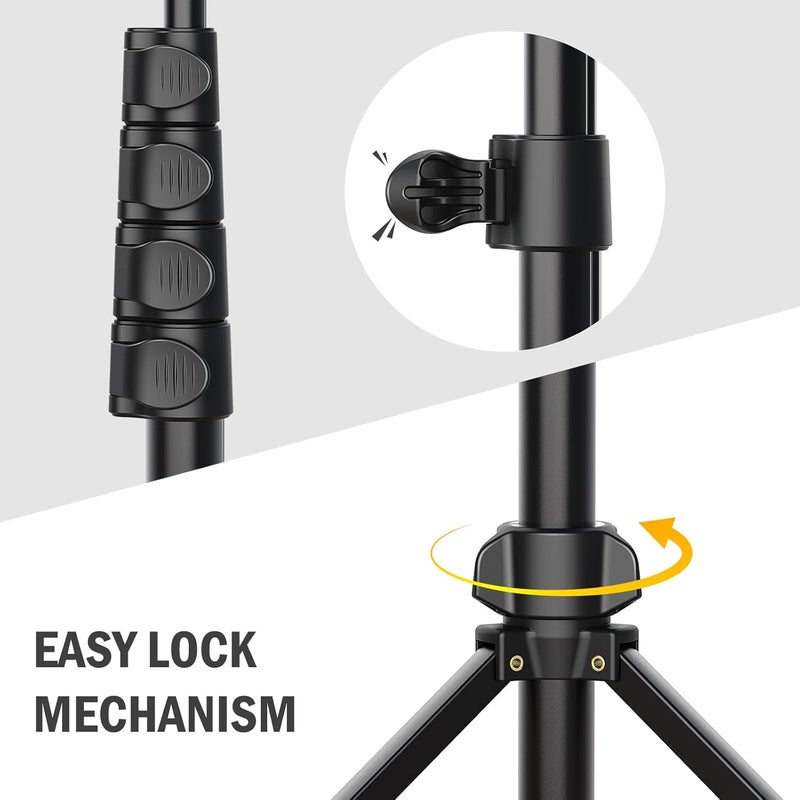 64 Inch Tripod Stand for Mobile Phone And Camera With Remote Control And Phone Holder Aluminum Alloy And Stainless Steel Compatible With iPhone Android And Cameras Black - Image 5