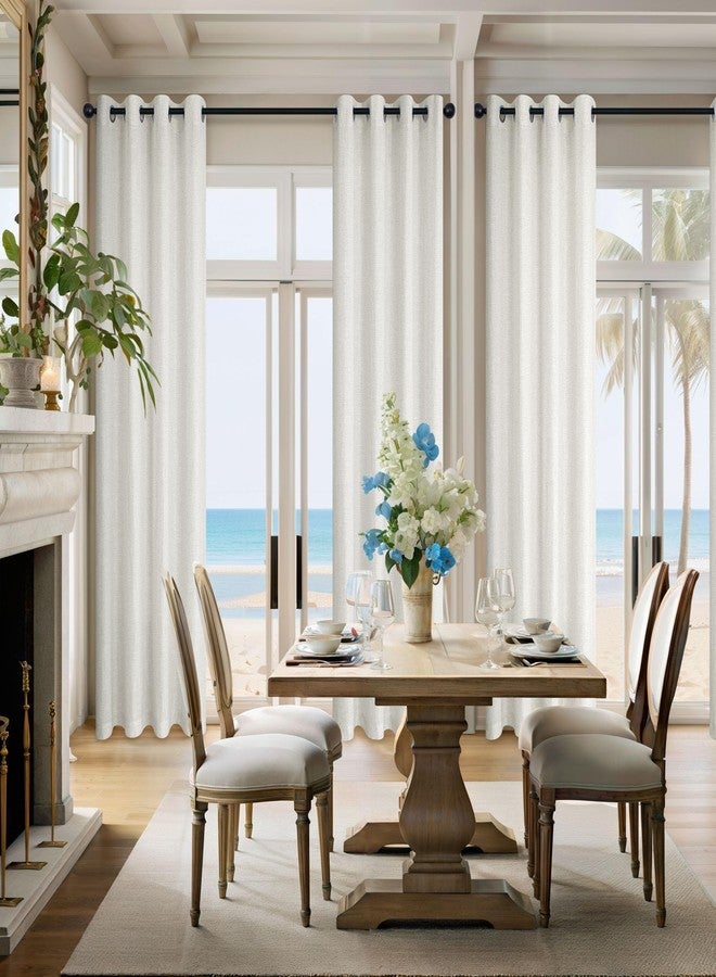 Pitalk ستائر كريمية اللون لغرفة المعيشة، طول 84 بوصة، طقم من قطعتين، لون عاجي، أبيض مائل للبيج، ديكور بوهيمي بسيط، ستائر من قماش الخيش القطني، ستائر كتان شبه شفافة لغرفة النوم، ستائر نوافذ، ستائر طويلة على طراز المزرعة - Image 2