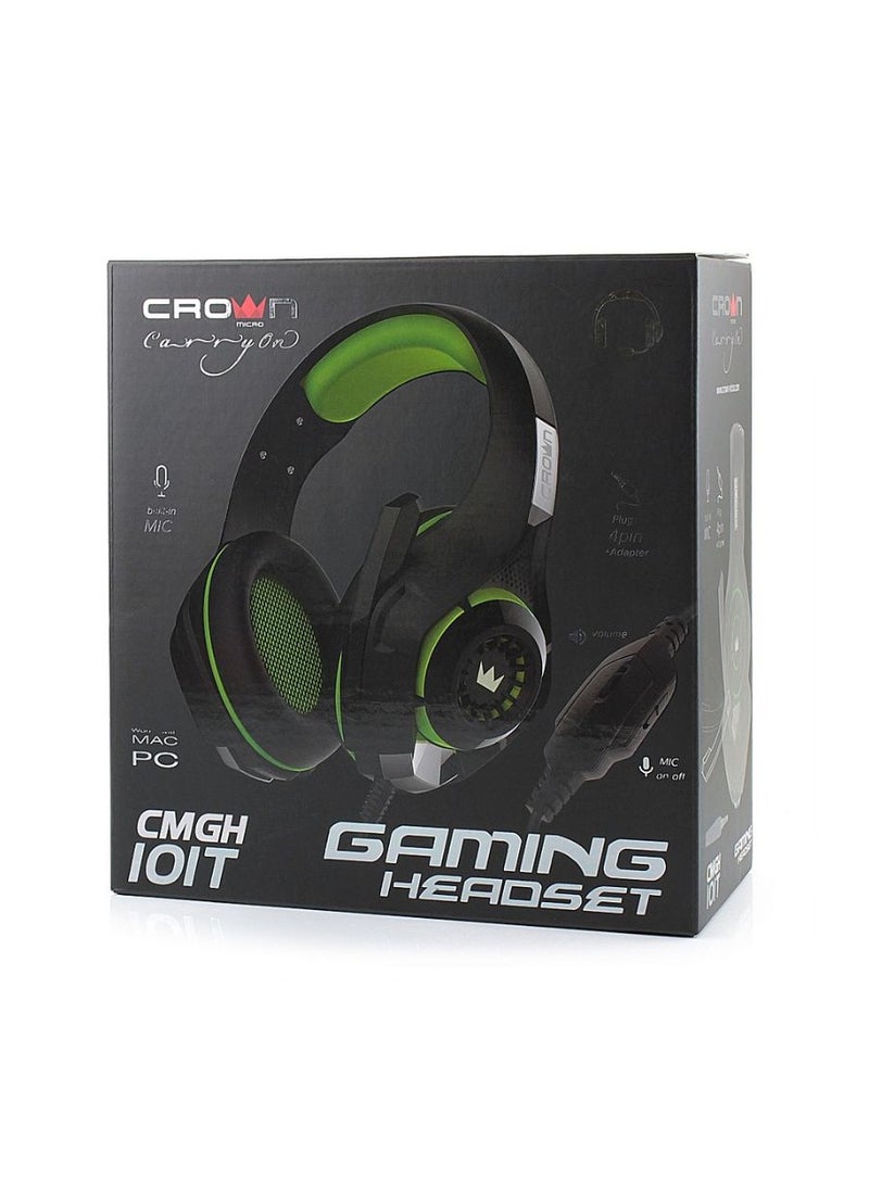 كراون مايكرو سماعة رأس للألعاب Crown Micro CMGH-101T باللونين الأسود والأخضر  - Image 4