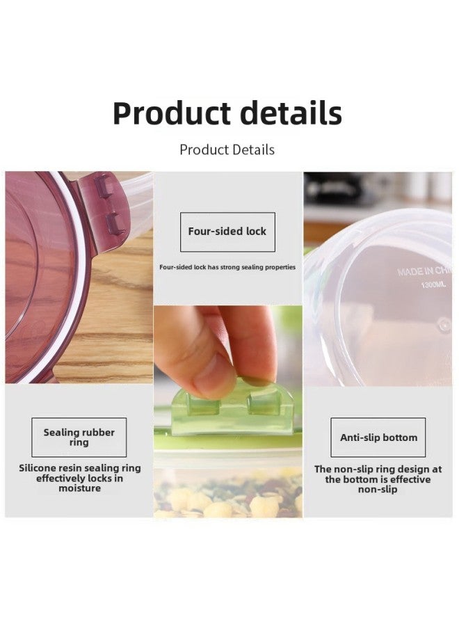 Kitchen Four-piece Set With Lid Preservation Box Silicone Sealed Lock Round Food Grade Plastic With Rice Bowl Cross-border Hot Sale-Specifications:400ml-Color:Purple  - Image 3