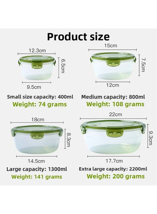 Kitchen Four-piece Set With Lid Preservation Box Silicone Sealed Lock Round Food Grade Plastic With Rice Bowl Cross-border Hot Sale-Specifications:400ml-Color:Purple  - Image 5