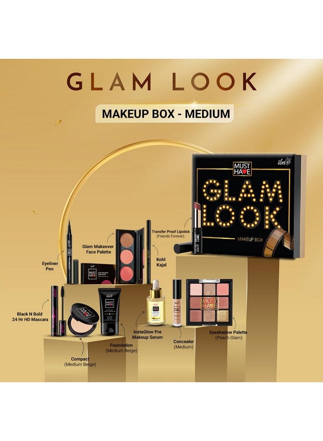 Iba Must Have Glam Look Makeup Box Medium for Women | Pre Makeup Serum | Waterproof Foundation | Matte Compact | Concealer | Transfer Proof Lipstick | 3 in 1 Face Palette with Blush Highlighter Contour | 9 in 1 Eyeshadow Palette | Smudge Proof Kajal | Eyeliner| Mascara | Long Lasting & Waterproof Face Makeup | Makeup Kit for Women - Image 3