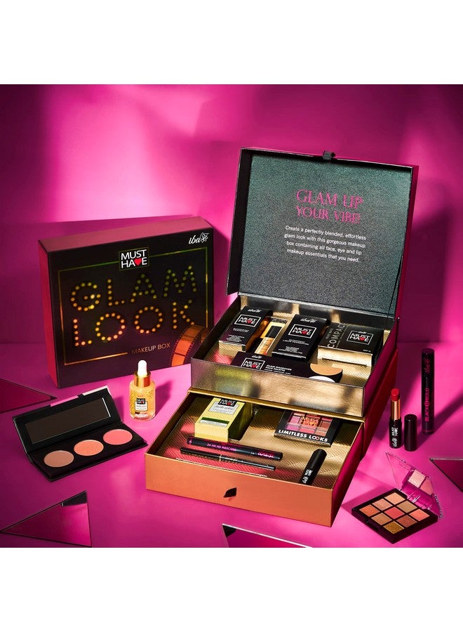 Iba Must Have Glam Look Makeup Box Medium for Women | Pre Makeup Serum | Waterproof Foundation | Matte Compact | Concealer | Transfer Proof Lipstick | 3 in 1 Face Palette with Blush Highlighter Contour | 9 in 1 Eyeshadow Palette | Smudge Proof Kajal | Eyeliner| Mascara | Long Lasting & Waterproof Face Makeup | Makeup Kit for Women - Image 4