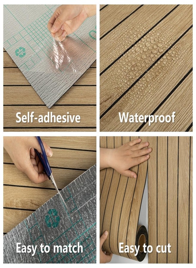 Abyssaly 3D Wood Wall Panels Peel and Stick - 118" x 15.7" Brown Faux Wood Slat Wallpaper - Wood Grain Look Self-Adhesive Waterproof Paneling - PVC Soundproof Wall Panel for Interior Wall Decor - Image 2