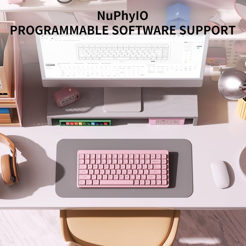 nuphy Node75 Wireless Mechanical Keyboard, 75% Hot Swappable Custom Low Profile Keyboard, 84 Keys Computer Gaming Keyboards, Supports Touch Gestures, PBT Keycaps, RGB Backlit, Bluetooth/2.4GHz/USB-C - Image 4