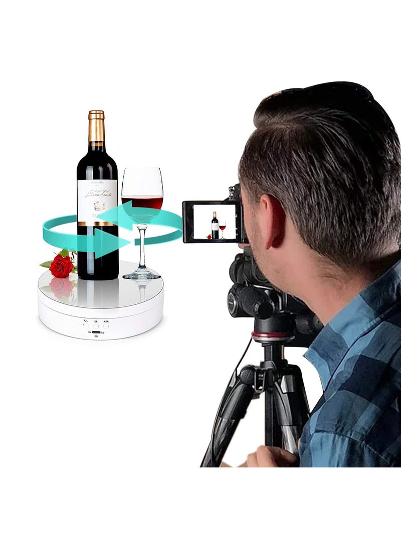 Photography Props 360 degree Motorized Turntable Show Case for Cake Jewelry Watch Ring Digital Product 3D Models Collectibles Display Adjustable Rotating 3 Speed Turntable  - Image 5