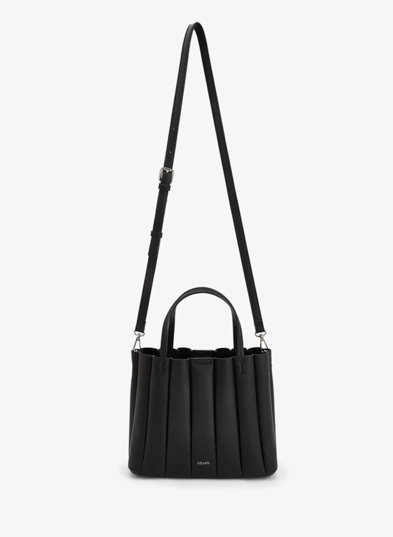 Celeste BLACK Pleated Tote Bag With Pouch for Women | Best Price UAE