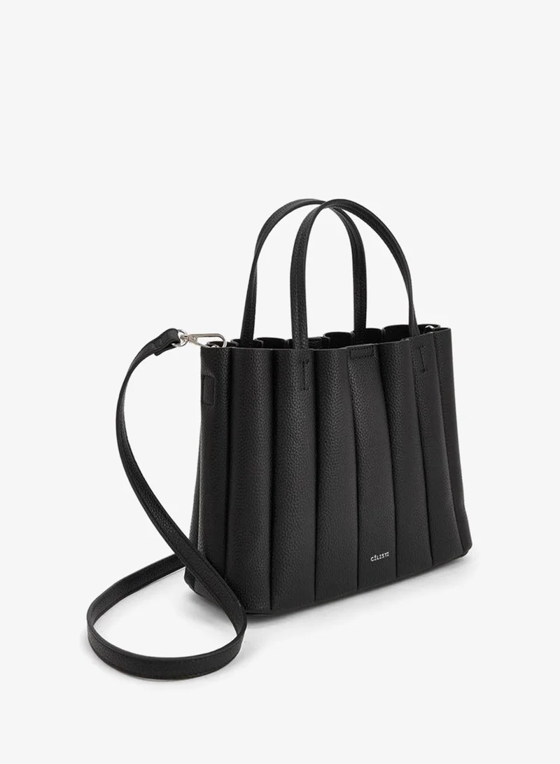 Celeste BLACK Pleated Tote Bag With Pouch for Women | Best Price UAE