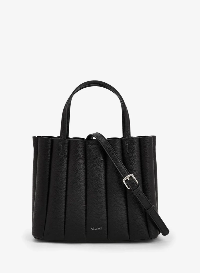 Pleated Tote Bag With Pouch